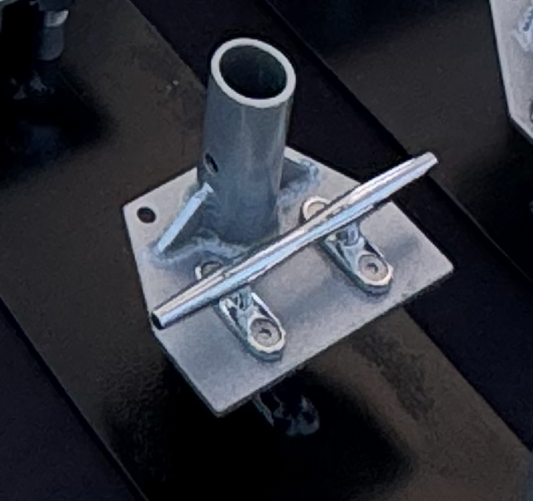 Boat Flagpole and Mount for four bolt T style dock cleat