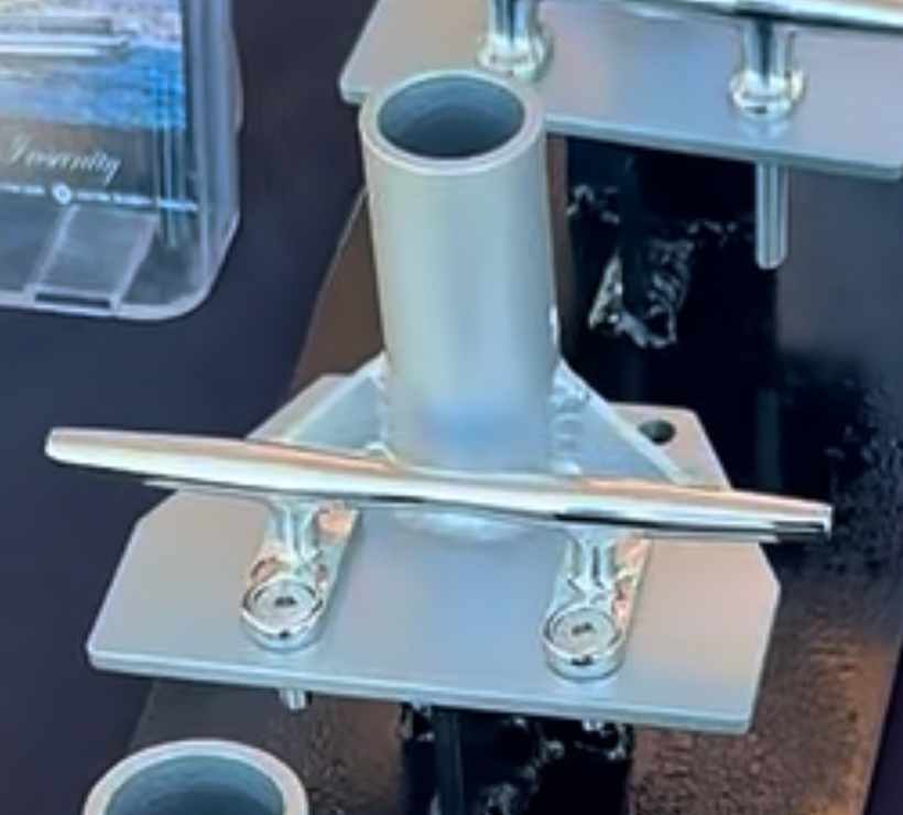 Boat Flagpole and Mount for four bolt T style dock cleat