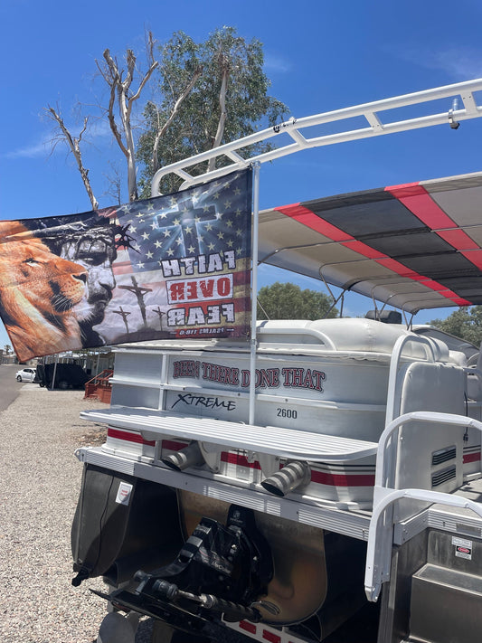 Boat Flagpole and Above Transom Mount Straight