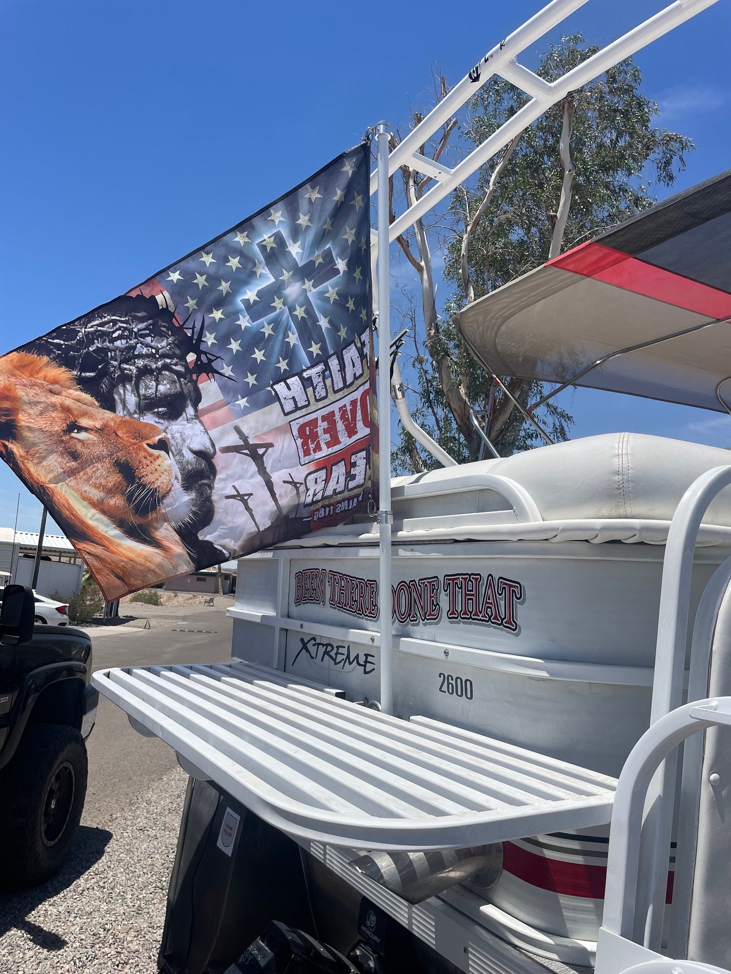 Boat Flagpole and 10 Degree Above Transom Mount