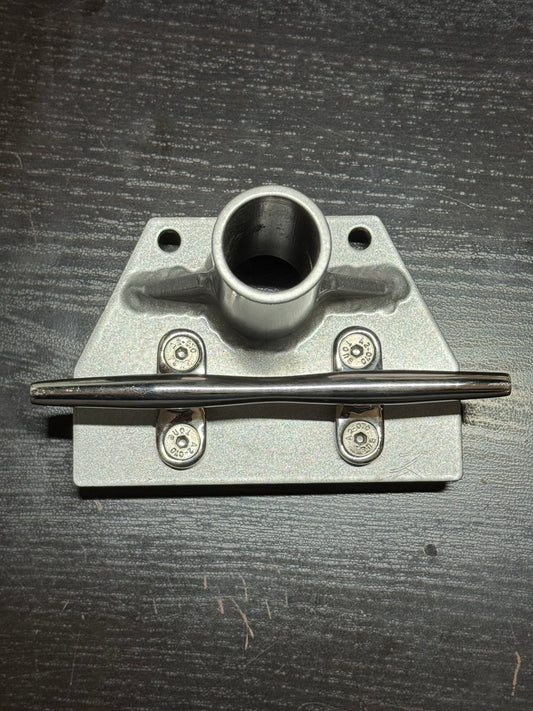 Boat Flagpole and Mount for four bolt T style dock cleat