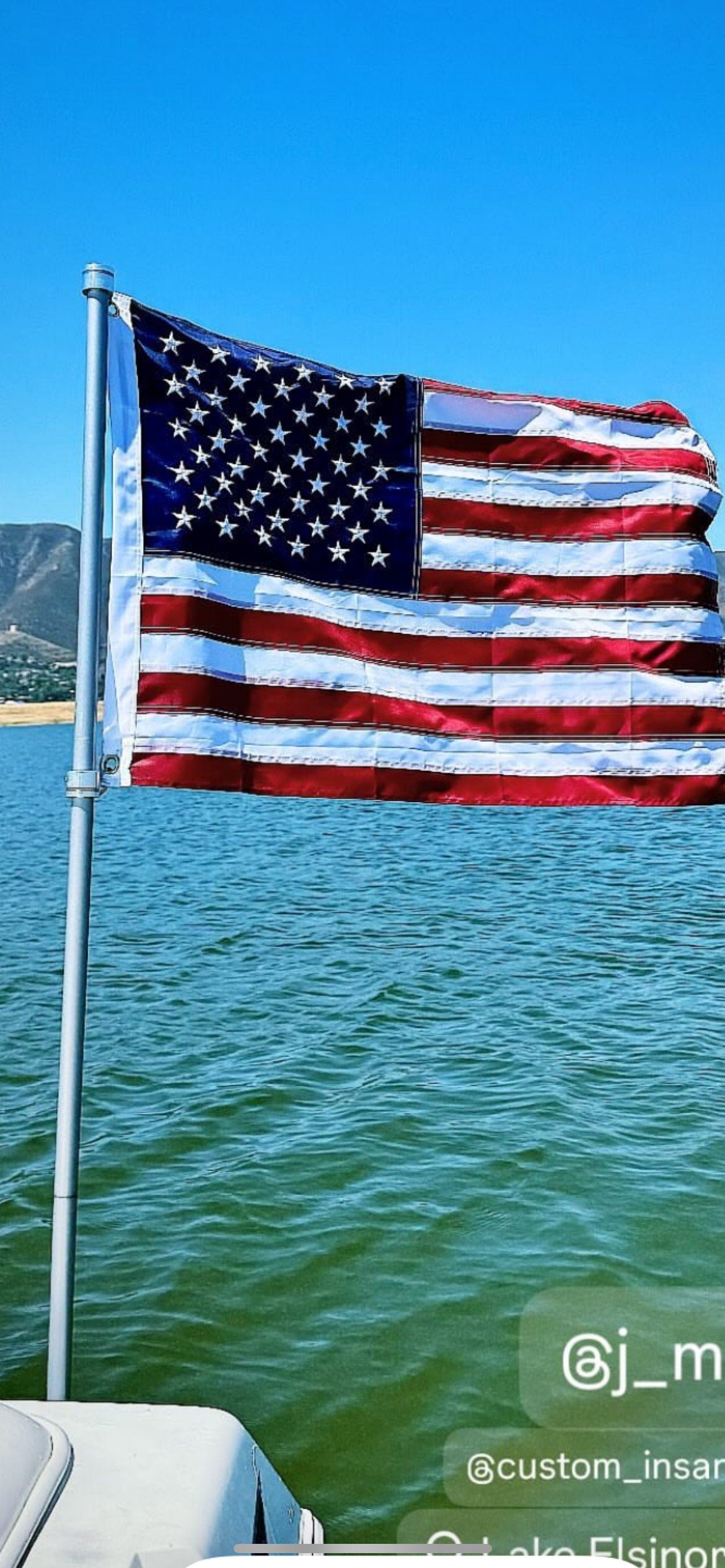 Boat Flagpole and Transom Mount for 3/8” U-Bolt “No Drilling”